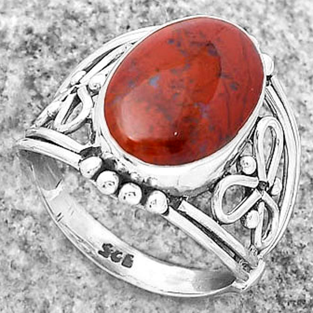 Natural Red Moss Agate Ring size-8 R-1379 SDR173312