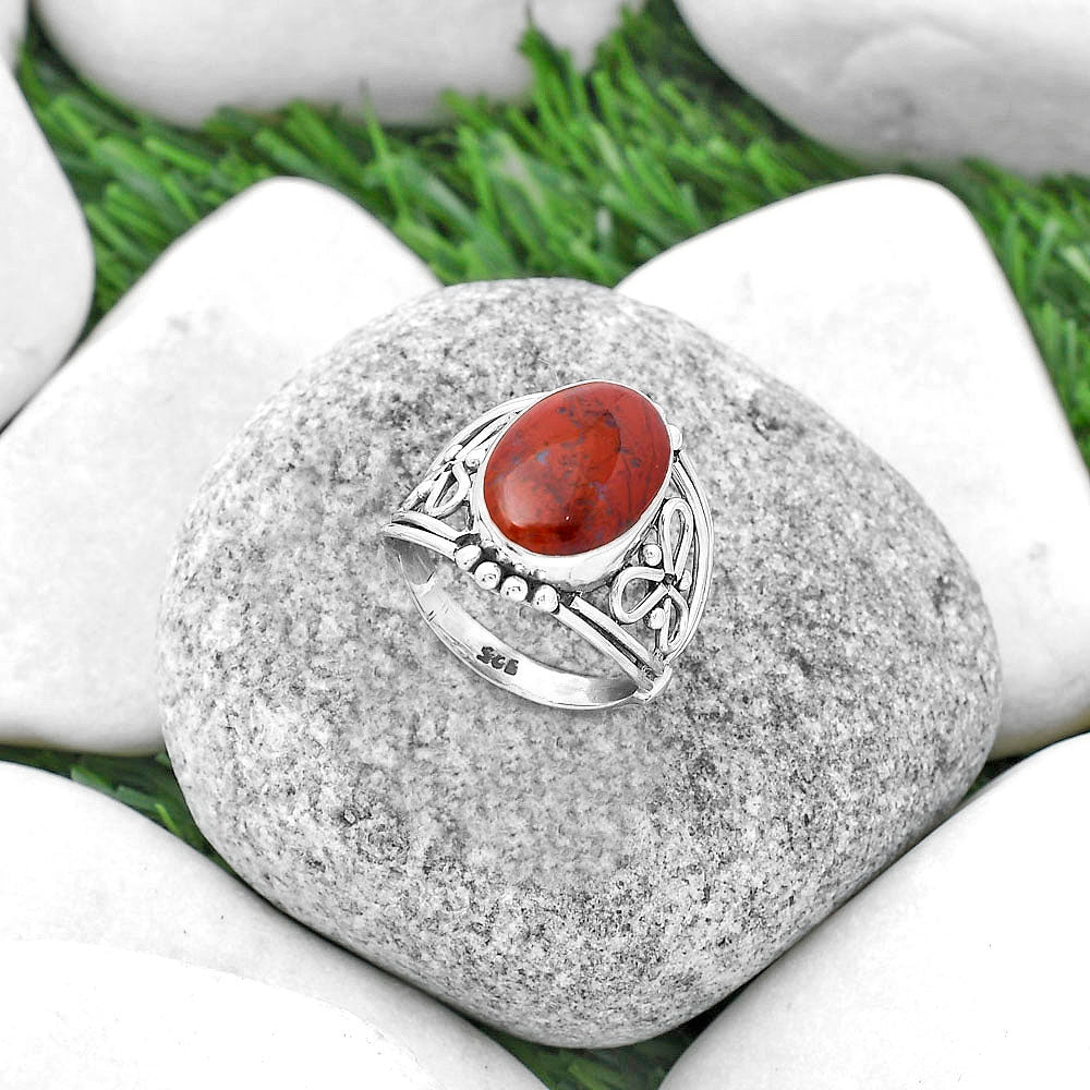 Natural Red Moss Agate Ring size-8 R-1379 SDR173312