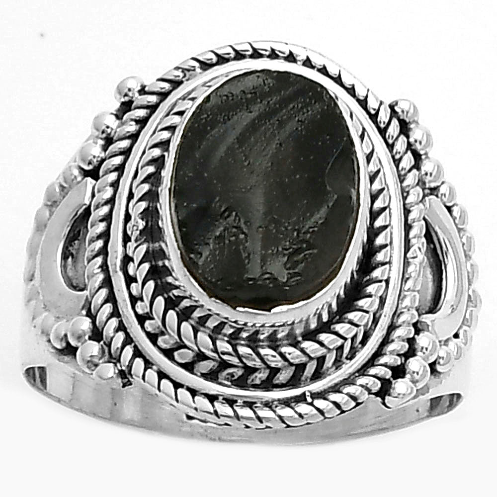 Natural Tektite Rough - Greek Ring size-7 R-1570 SDR173389