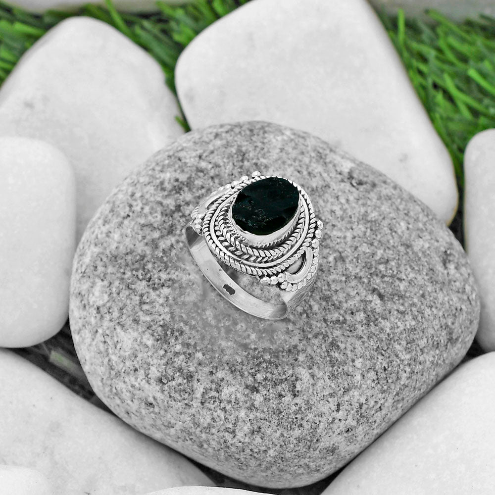 Natural Tektite Rough - Greek Ring size-7 R-1570 SDR173389