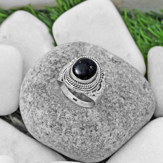 Natural Nuummite Ring size-7.5 R-1570 SDR173391