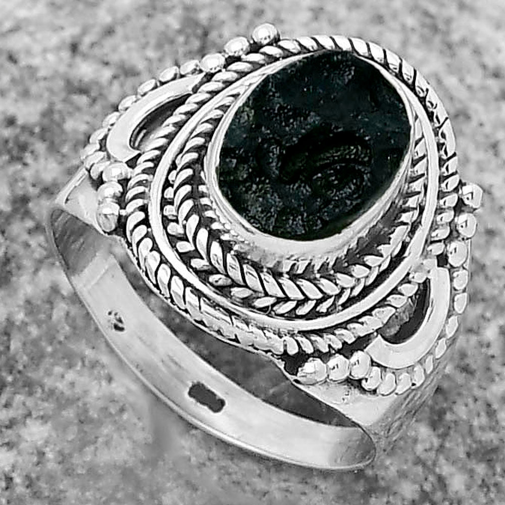 Natural Tektite Rough - Greek Ring size-7.5 R-1570 SDR173396