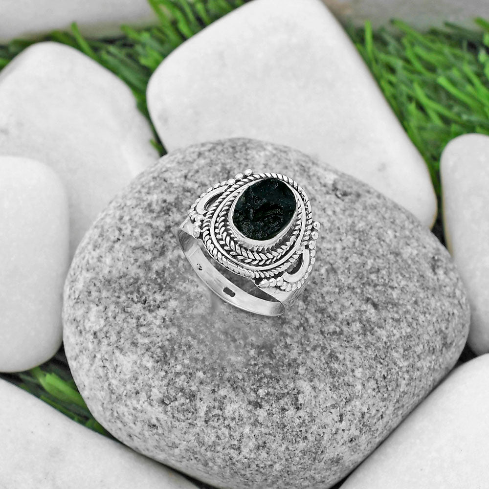 Natural Tektite Rough - Greek Ring size-7.5 R-1570 SDR173396