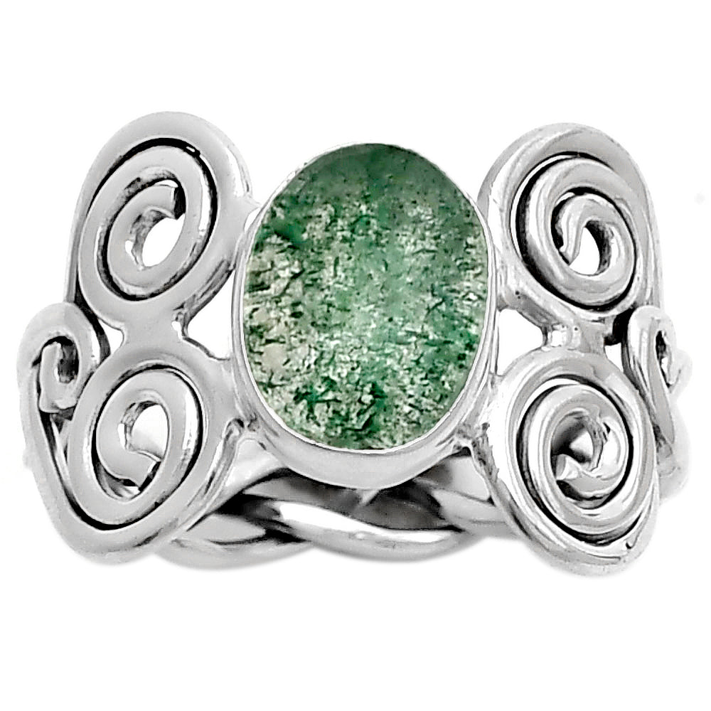 Spiral - Natural Green Aventurine Ring size-8.5 R-1658 SDR173644