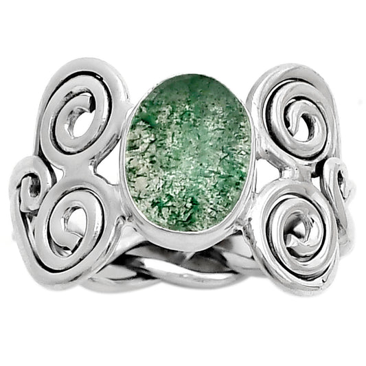 Spiral - Natural Green Aventurine Ring size-8.5 R-1658 SDR173644
