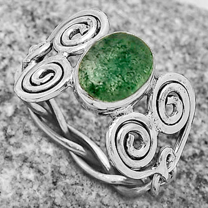 Spiral - Natural Green Aventurine Ring size-8.5 R-1658 SDR173644