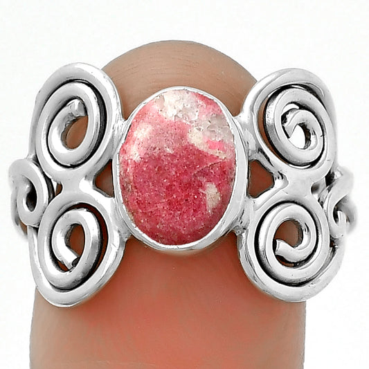Spiral Natural Pink Thulite Norway Ring size-8 R-1658 SDR173647