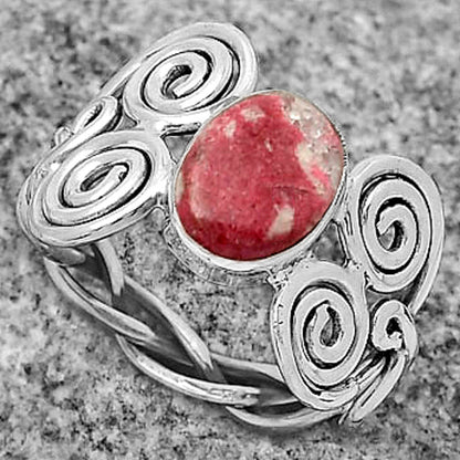 Spiral Natural Pink Thulite Norway Ring size-8 R-1658 SDR173647