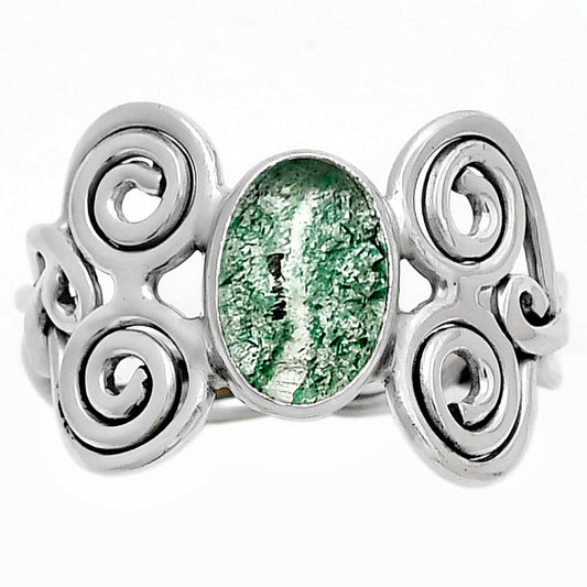 Spiral - Natural Green Aventurine Ring size-8.5 R-1658 SDR173661