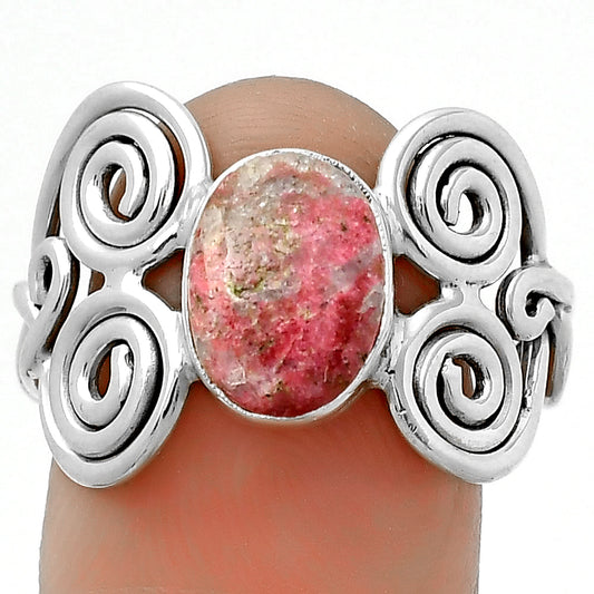 Spiral Natural Pink Thulite Norway Ring size-9 R-1658 SDR173673