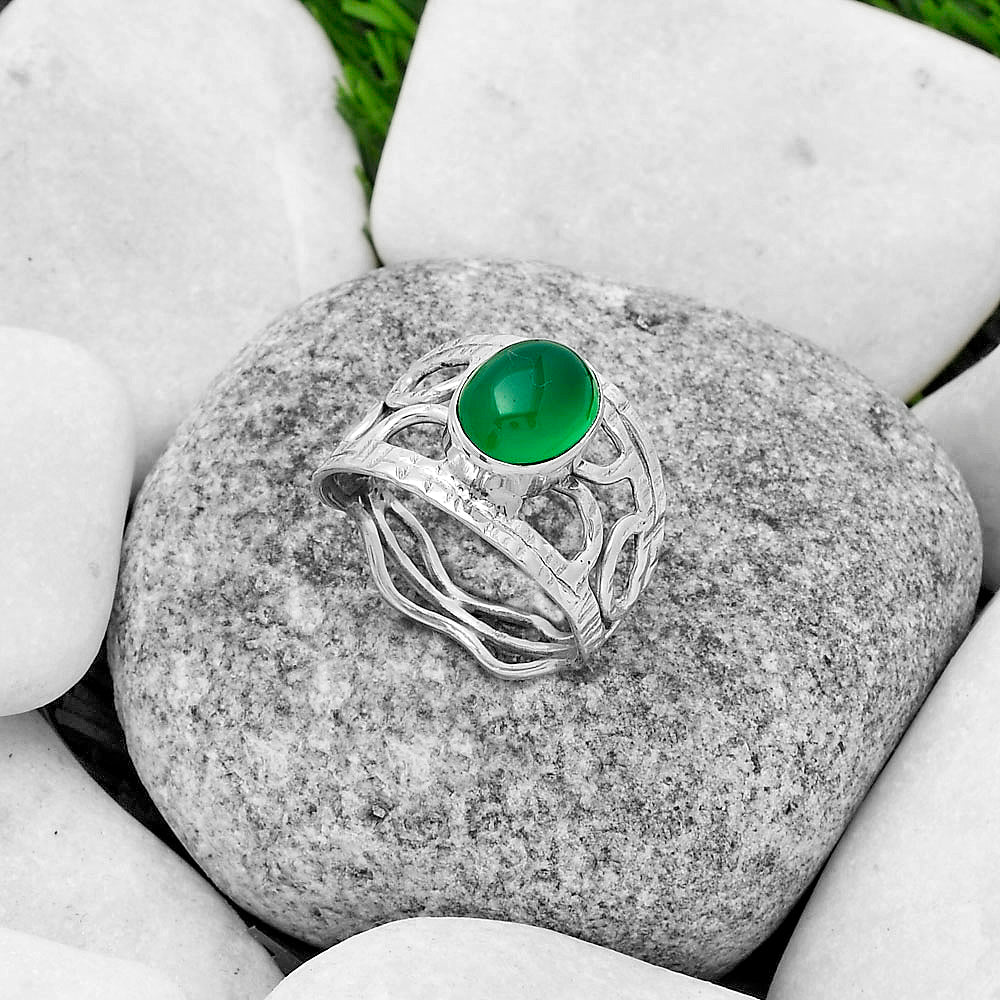 Natural Green Onyx Ring size-8.5 R-1133 SDR174040