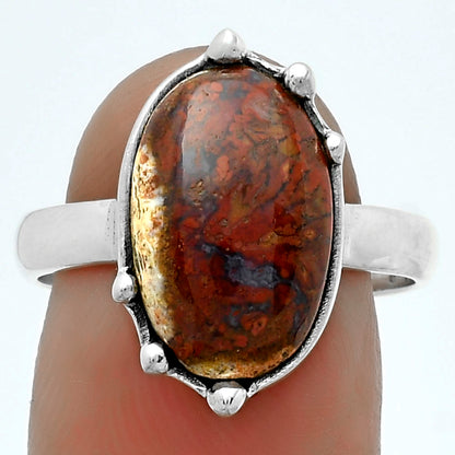 Natural Red Moss Agate Ring size-8.5 R-1506 SDR174142