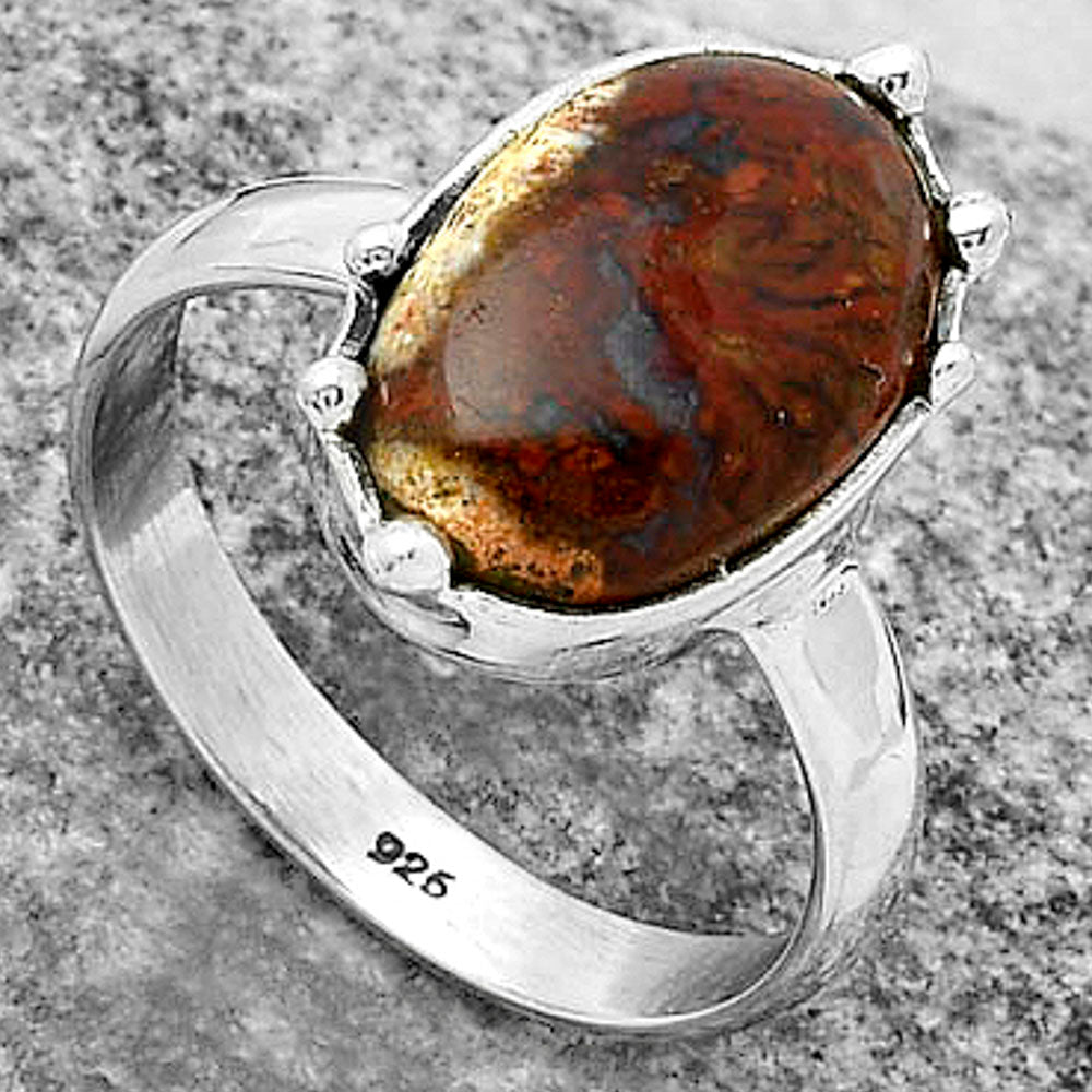 Natural Red Moss Agate Ring size-8.5 R-1506 SDR174142