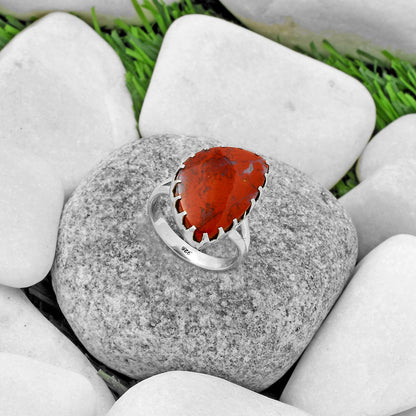 Natural Red Moss Agate Ring size-7.5 R-1210 SDR174315