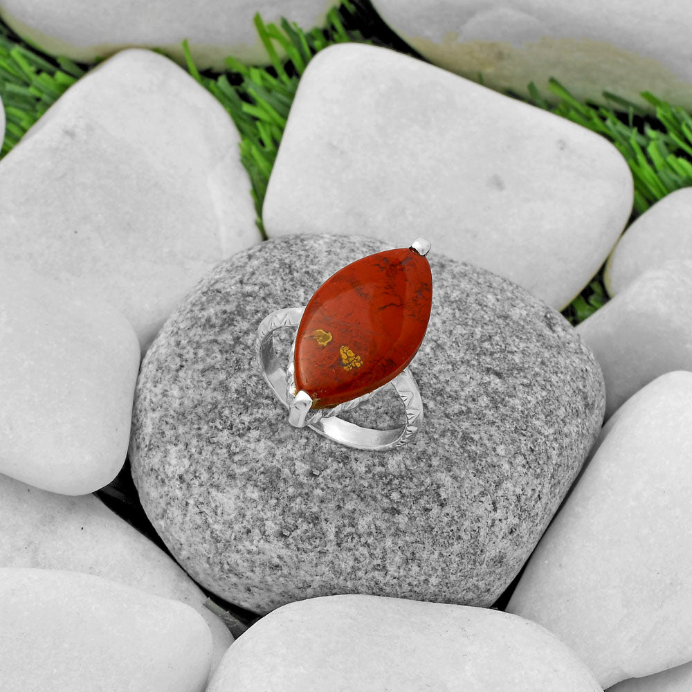 Natural Red Moss Agate Ring size-8.5 R-1089 SDR174347