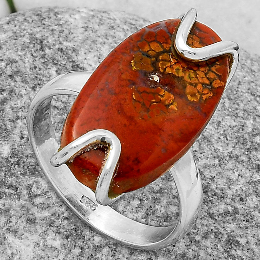 Natural Red Moss Agate Ring size-8.5 R-1479 SDR174394