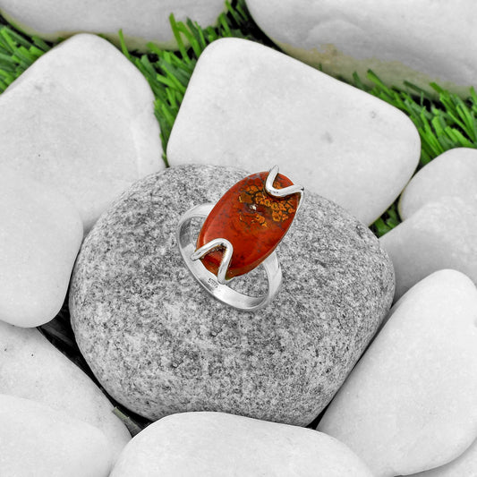 Natural Red Moss Agate Ring size-8.5 R-1479 SDR174394