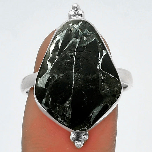 Natural Obsidian And Zinc Ring size-8.5 R-1091 SDR174457