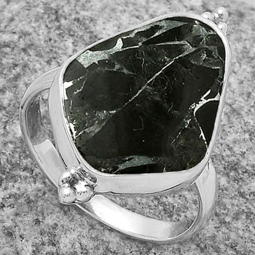Natural Obsidian And Zinc Ring size-8.5 R-1091 SDR174457