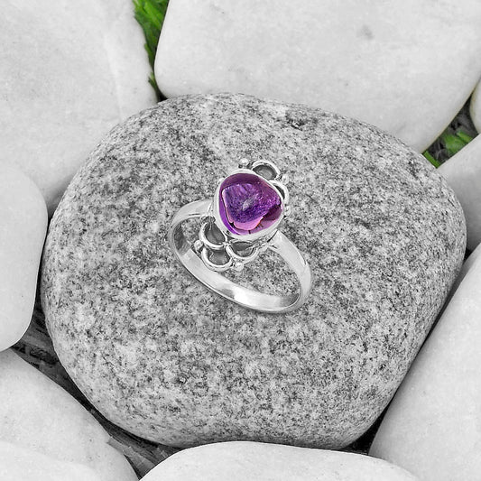 Natural Amethyst Cab - Brazil Ring size-7 R-1104 SDR174465
