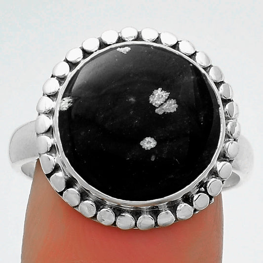 Natural Snow Flake Obsidian Ring size-9 R-1071 SDR174545