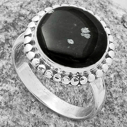 Natural Snow Flake Obsidian Ring size-9 R-1071 SDR174545