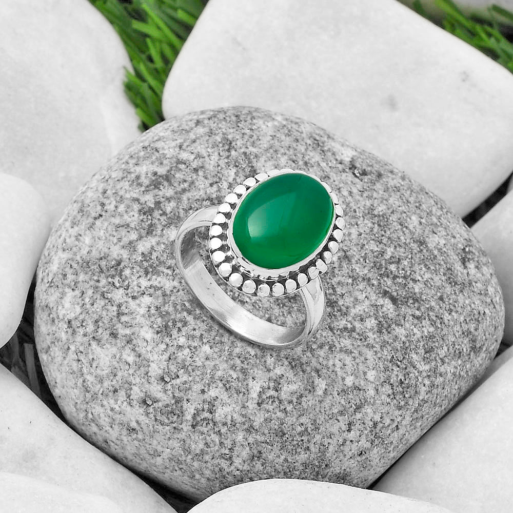 Natural Green Onyx Ring size-7.5 R-1071 SDR174553