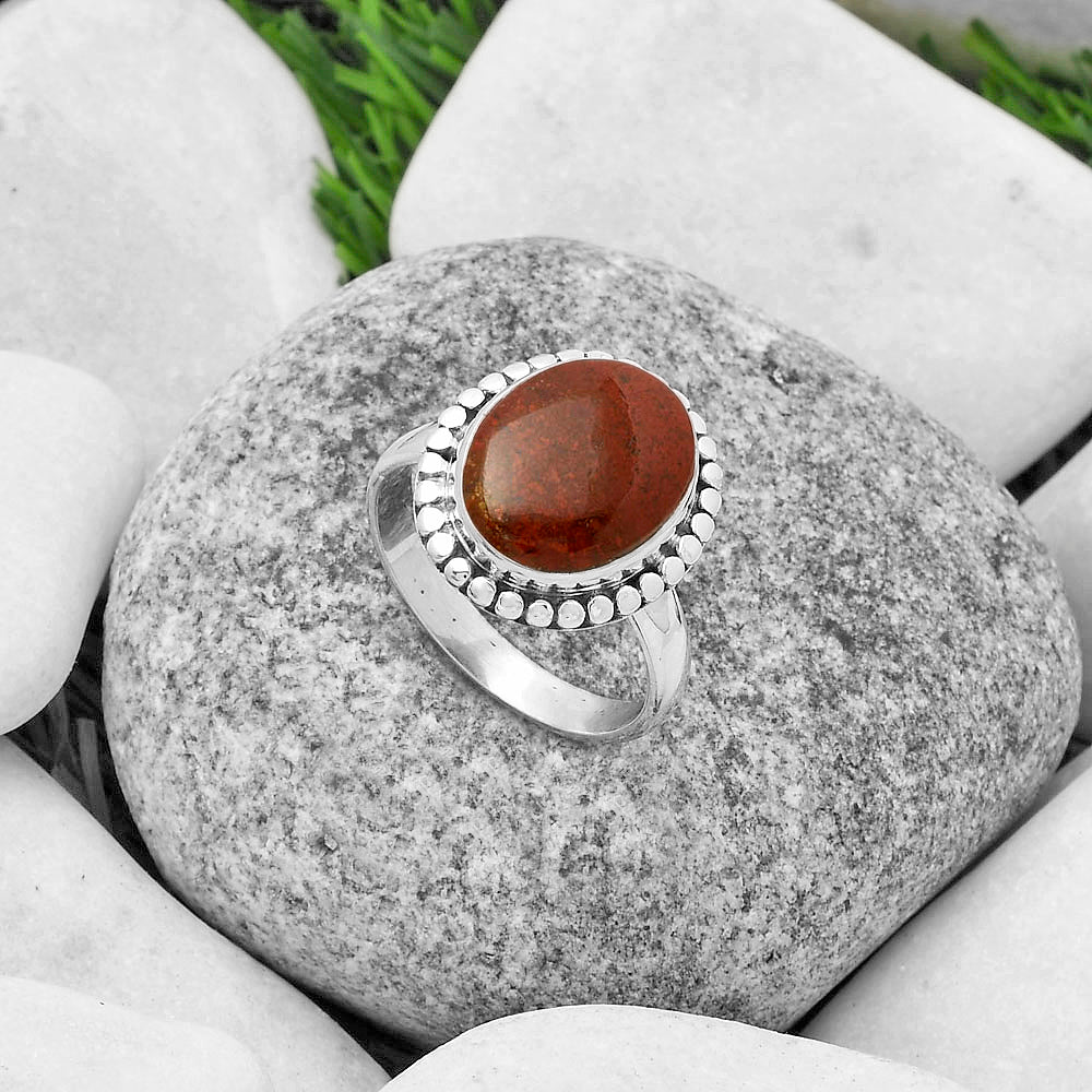 Natural Red Moss Agate Ring size-9 R-1071 SDR174560