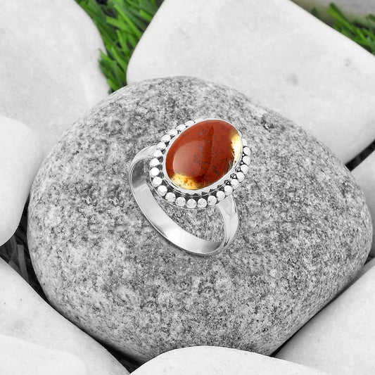 Natural Red Moss Agate Ring size-8.5 R-1071 SDR174563