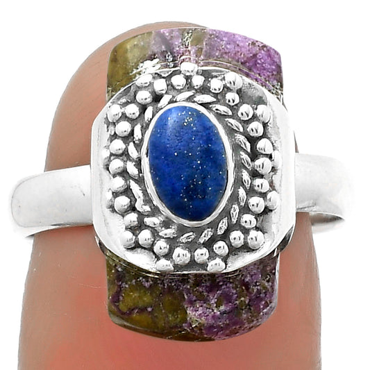 Purpurite - South Africa & Lapis Ring size-8 R-1371 SDR174646