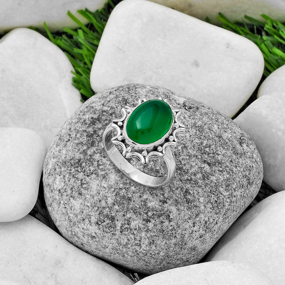 Natural Green Onyx Ring size-8.5 R-1189 SDR174692