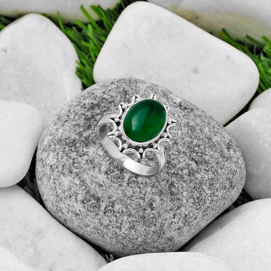 Natural Green Onyx Ring size-9 R-1189 SDR174694
