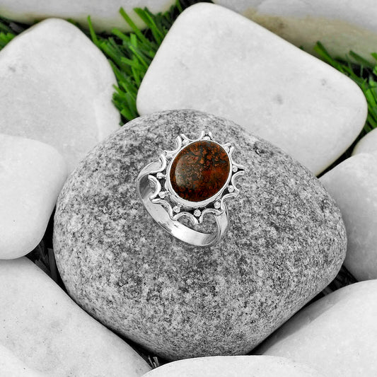 Natural Red Moss Agate Ring size-7 R-1189 SDR174701