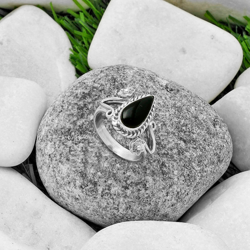 Natural Tektite Cab - Greek Ring size-7 R-1345 SDR174740