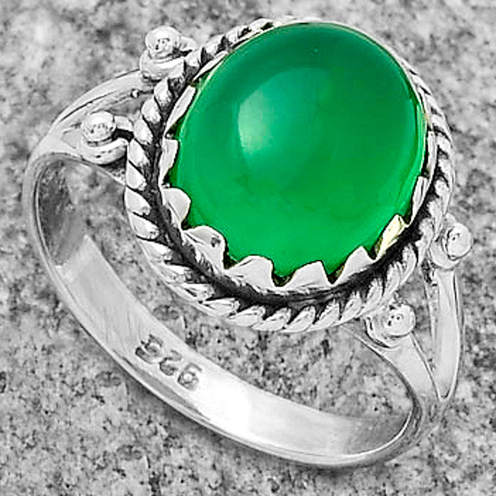 Natural Green Onyx Ring size-8.5 R-1474 SDR174825
