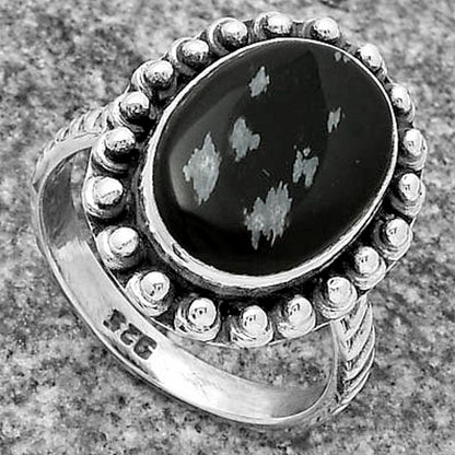 Natural Snow Flake Obsidian Ring size-8 R-1124 SDR175015