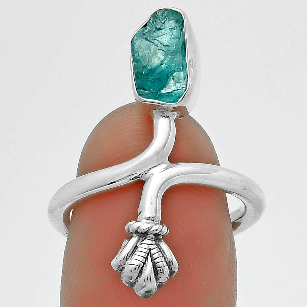 Natural Neon Blue Apatite Madagascar Ring size-7 R-1482 SDR175062