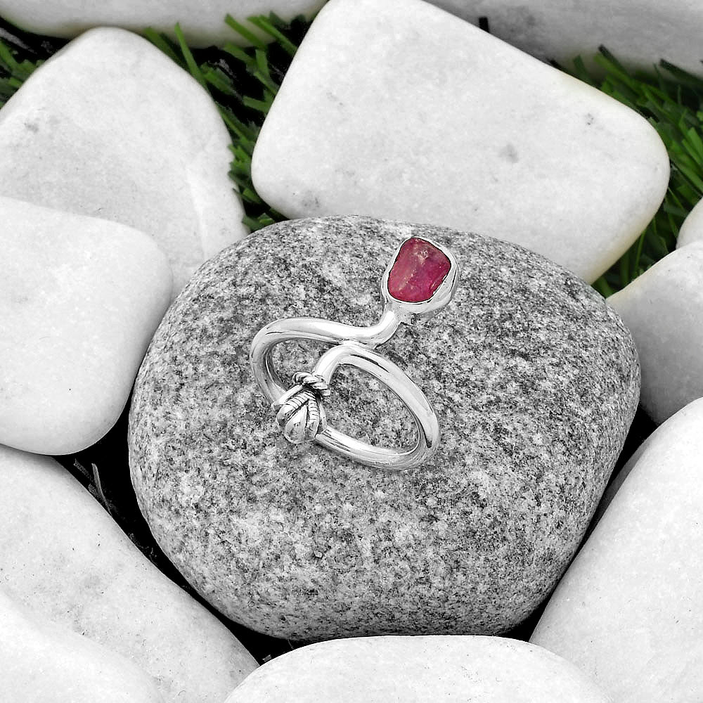Natural Pink Tourmaline Rough Ring size-7.5 R-1482 SDR175072