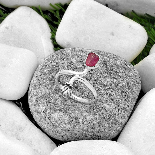 Natural Pink Tourmaline Rough Ring size-7.5 R-1482 SDR175072