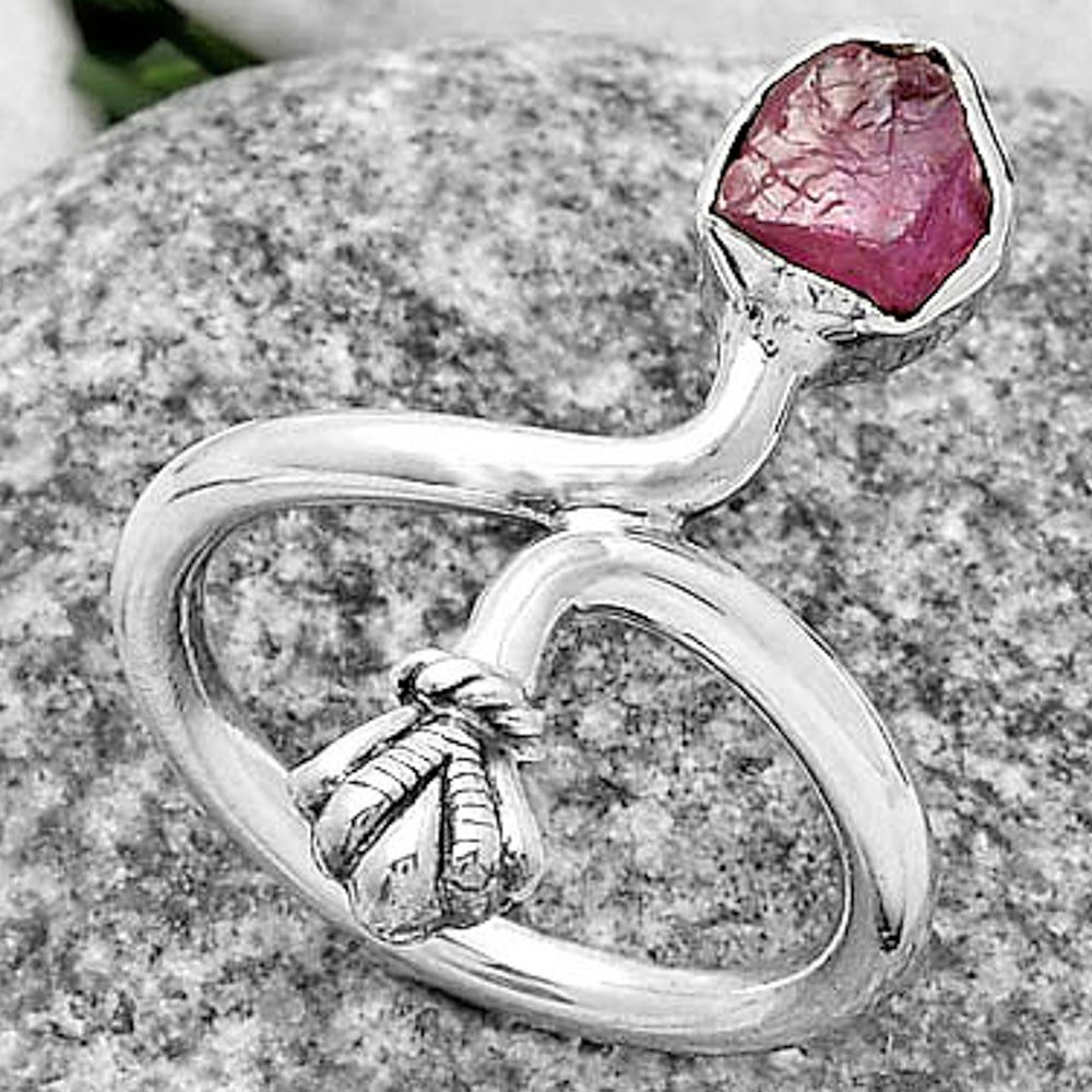 Natural Pink Tourmaline Rough Ring size-7.5 R-1482 SDR175074