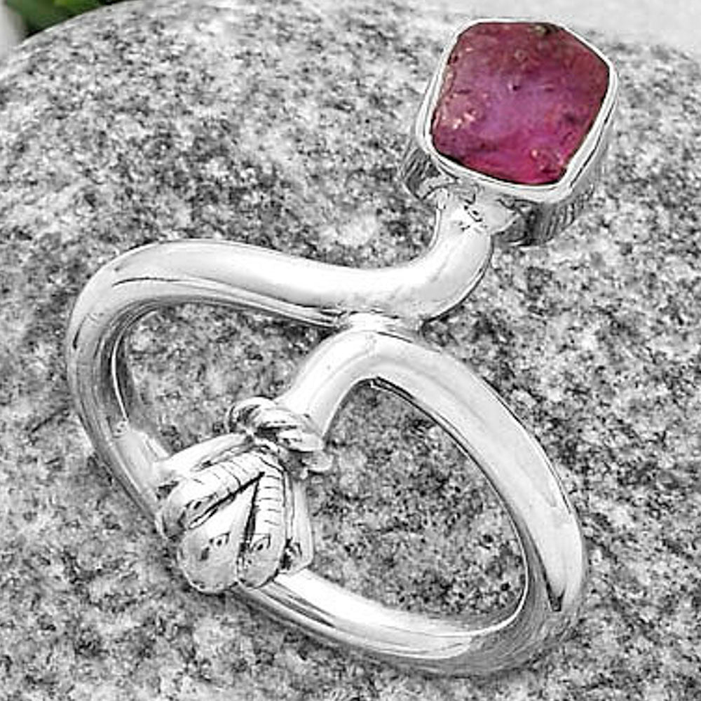Natural Pink Tourmaline Rough Ring size-7 R-1482 SDR175087