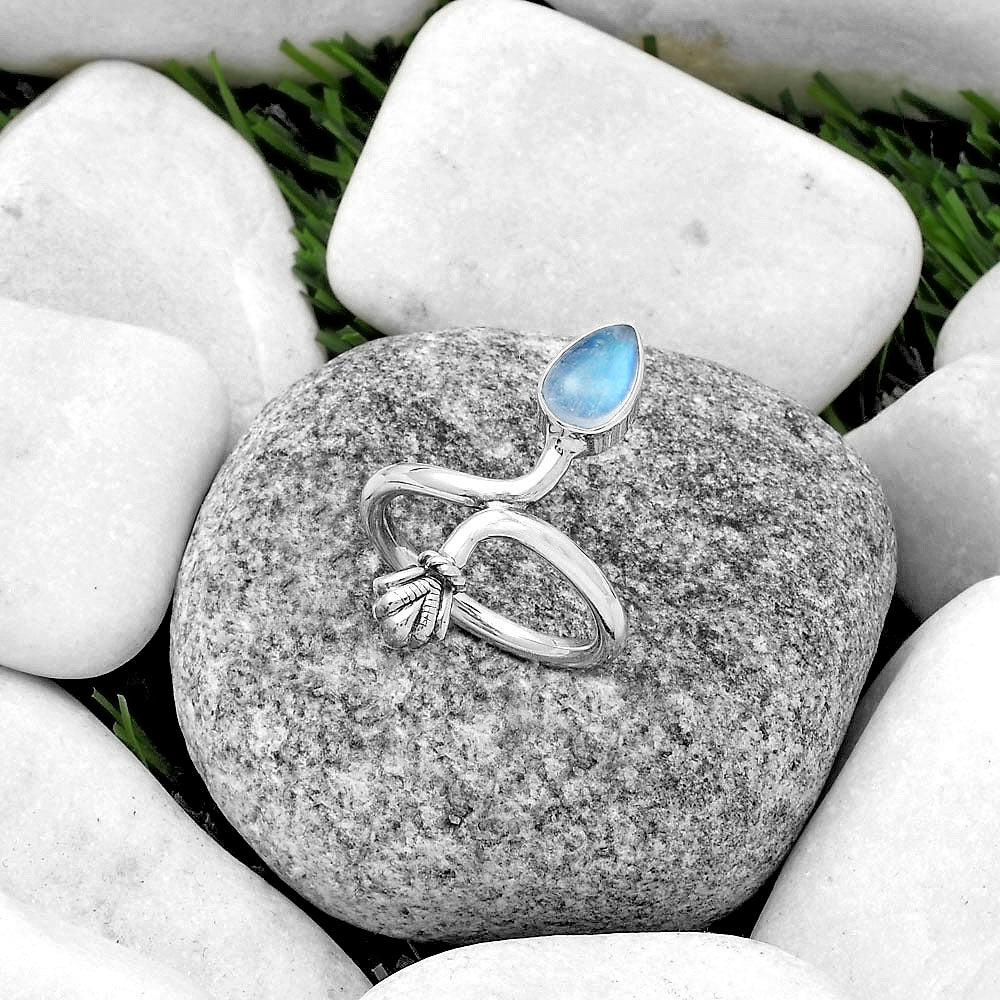 Natural Rainbow Moonstone - India Ring size-7.5 R-1482 SDR175102