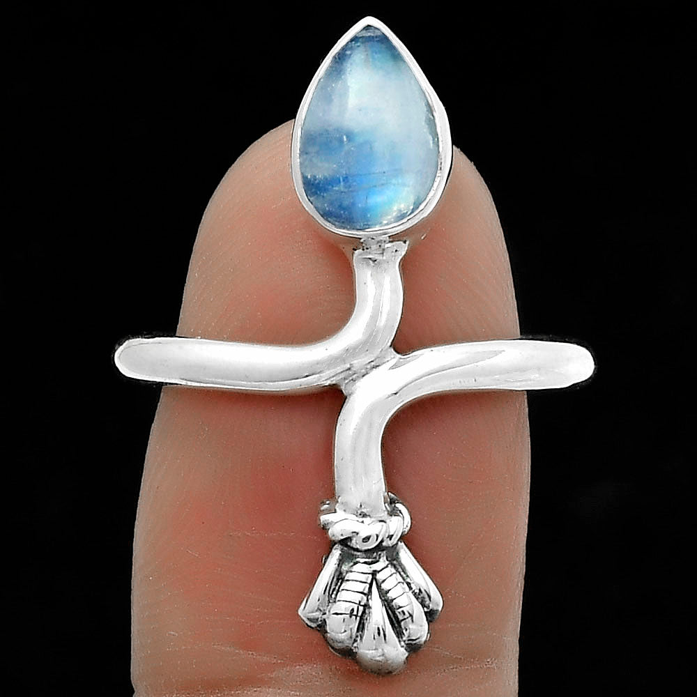 Natural Rainbow Moonstone - India Ring size-6.5 R-1482 SDR175104