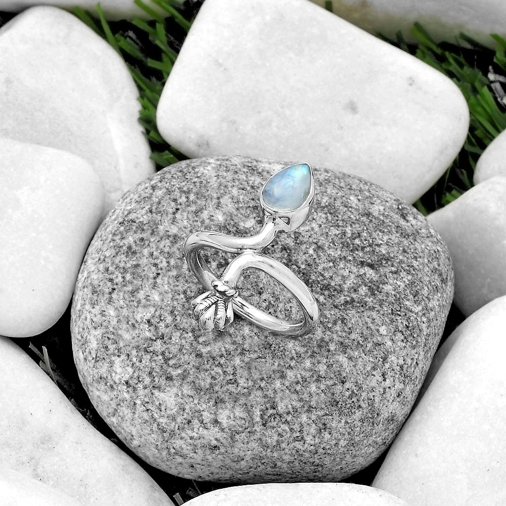 Natural Rainbow Moonstone - India Ring size-6.5 R-1482 SDR175104