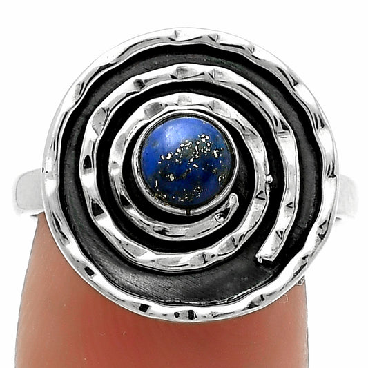 Spiral - Natural Lapis - Afghanistan Ring size-8 R-1361 SDR175271