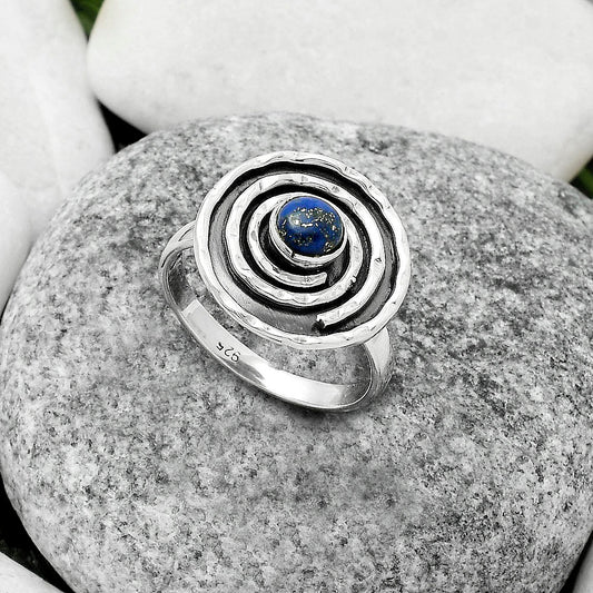 Spiral - Natural Lapis - Afghanistan Ring size-8 R-1361 SDR175271