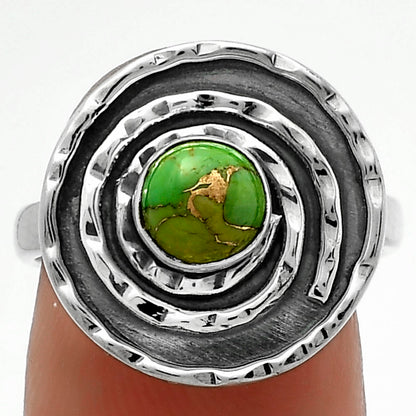 Spiral - Copper Green Turquoise Ring size-7 R-1361 SDR175274