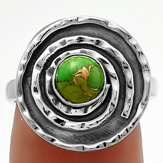 Spiral - Copper Green Turquoise Ring size-7 R-1361 SDR175274