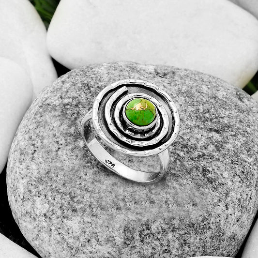 Spiral - Copper Green Turquoise Ring size-7 R-1361 SDR175274