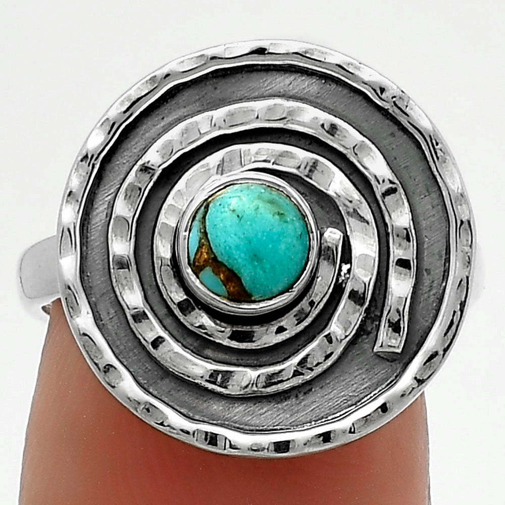 Spiral - Natural Turquoise Magnesite Ring size-7 R-1361 SDR175280